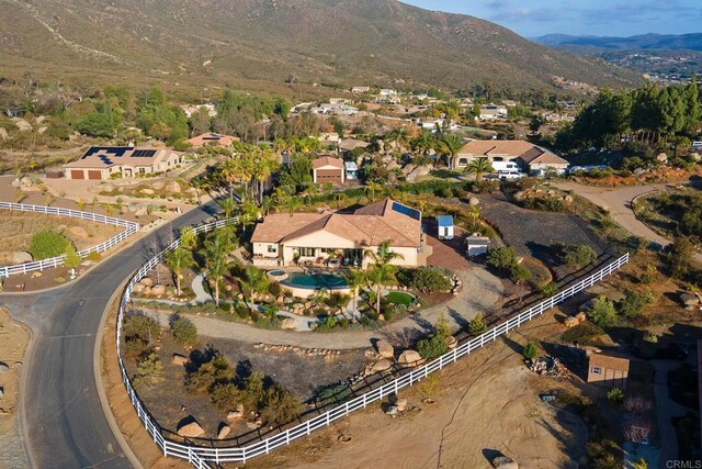 drone / aerial view with a mountain view