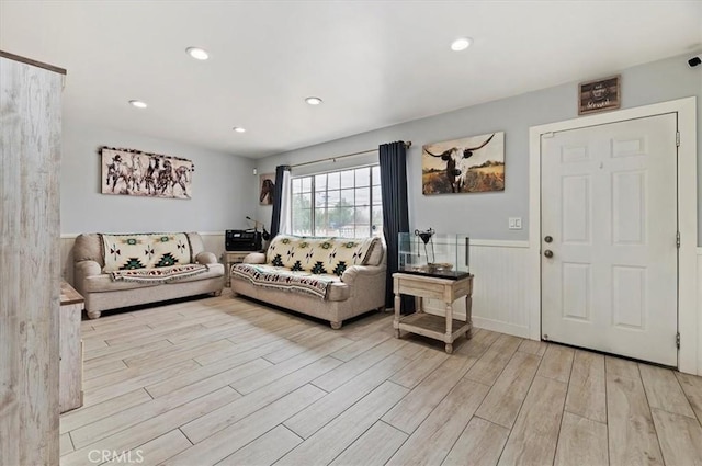 living room featuring light wood-type flooring