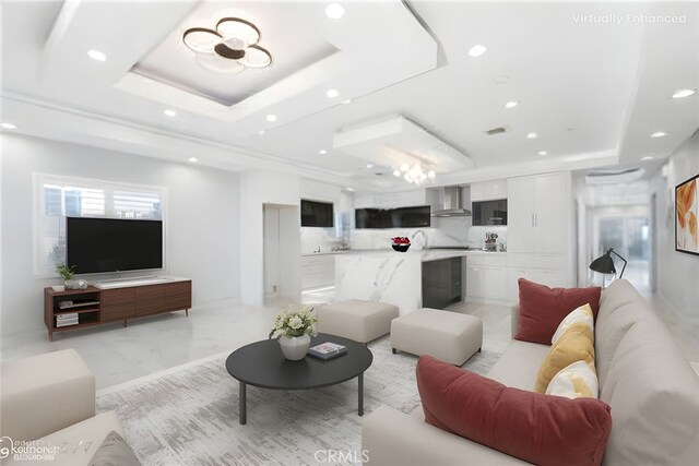 7631 Columbia St, Rosemead, CA 91770 - living room featuring a raised ceiling and recessed lighting