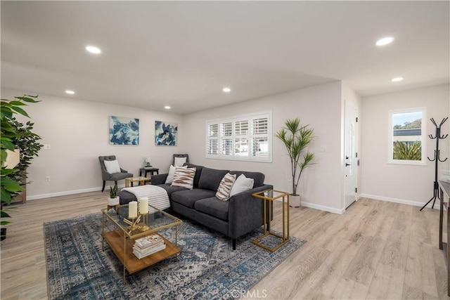 living room featuring light hardwood / wood-style flooring