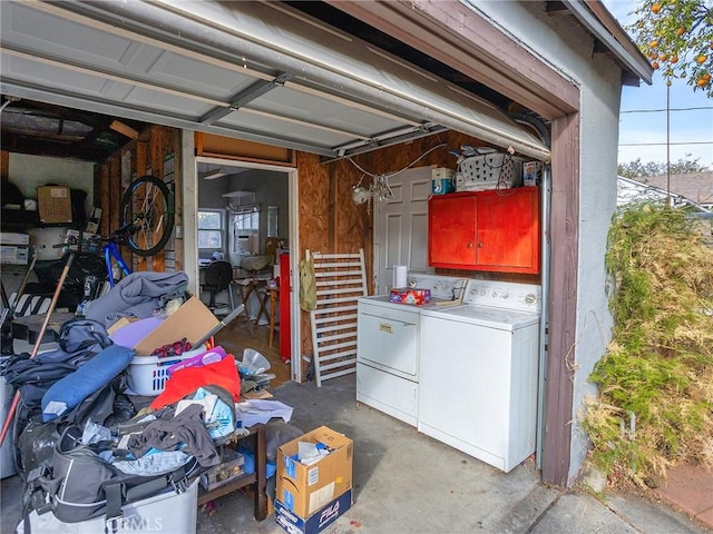 garage with separate washer and dryer