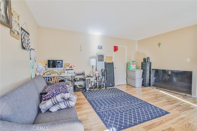 living room with hardwood / wood-style floors