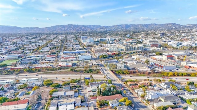 bird's eye view with a mountain view