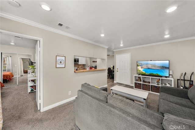 10655 Lemon Ave Unit 3706, Rancho Cucamonga, CA 91737 - carpeted living area with recessed lighting, baseboards, and ornamental molding