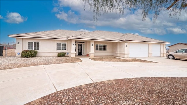 single story home with a garage