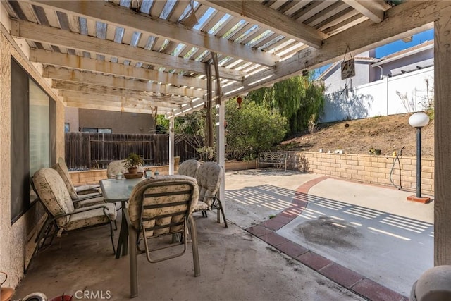 view of patio featuring a pergola