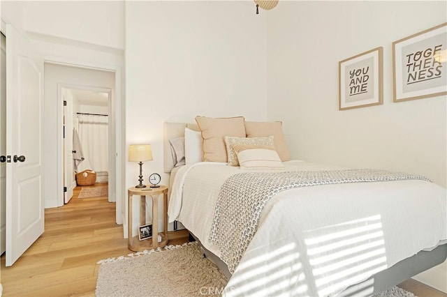 bedroom with light hardwood / wood-style flooring