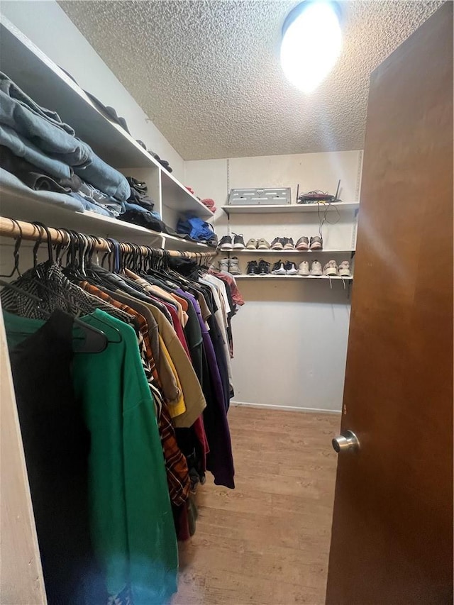 walk in closet featuring hardwood / wood-style floors