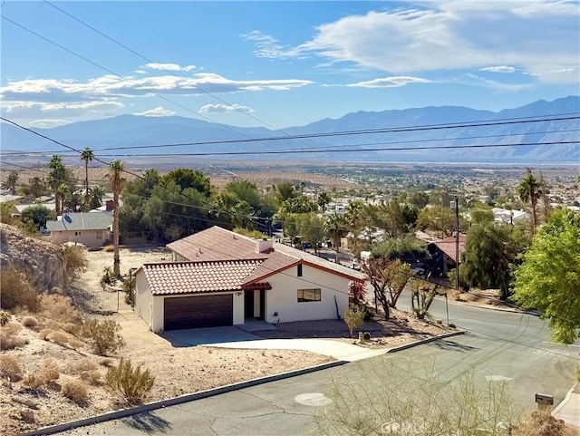 drone / aerial view with a mountain view