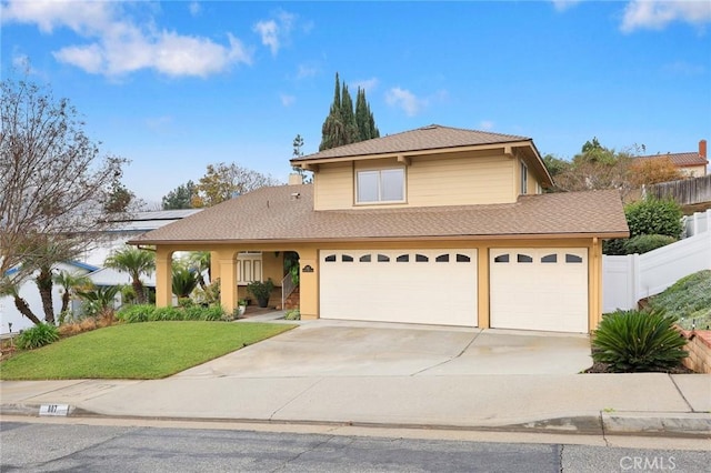 view of property with a front lawn