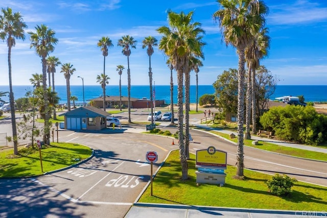 view of road featuring a water view