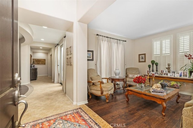 living area featuring light wood-type flooring