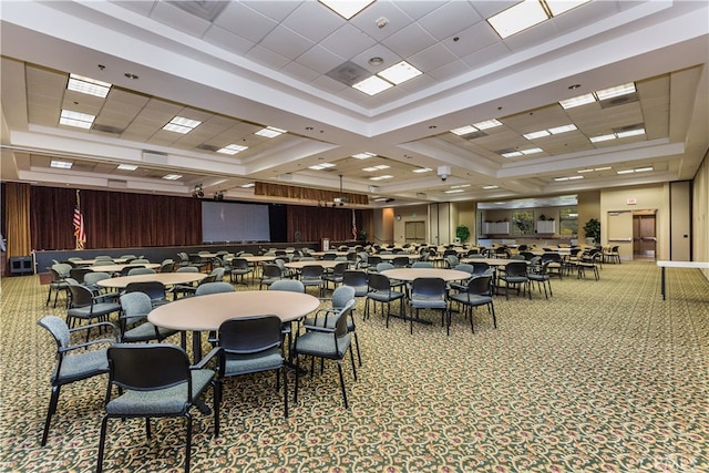 dining area with carpet