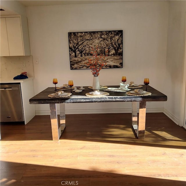 dining room with wood-type flooring