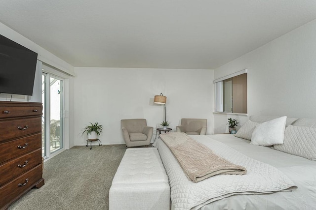 bedroom with light colored carpet