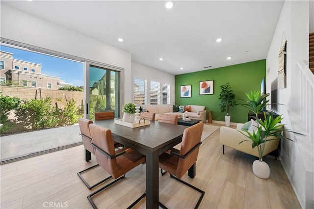 dining area featuring light hardwood / wood-style floors