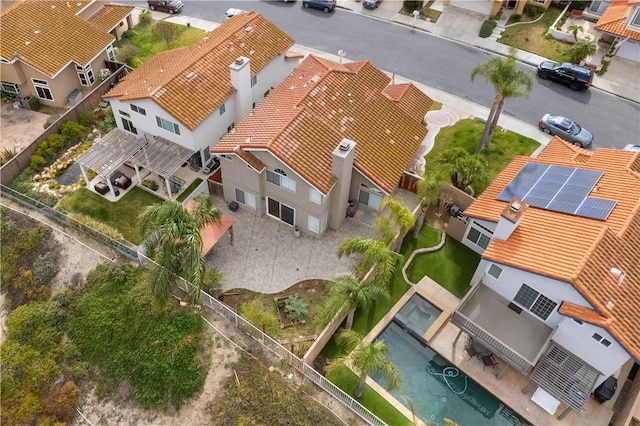 aerial view with a residential view