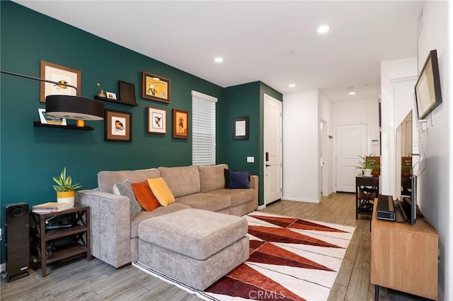 living room featuring light hardwood / wood-style floors