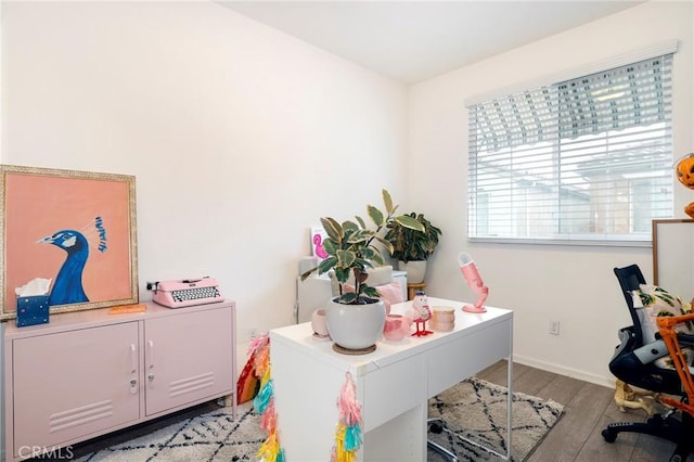 office area featuring light hardwood / wood-style flooring