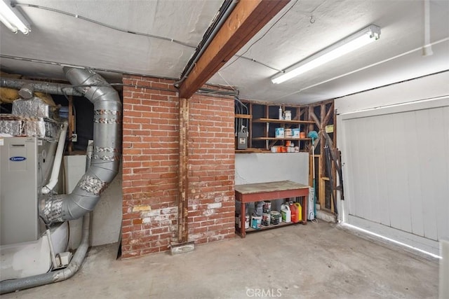 basement with heating unit