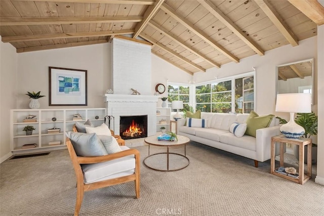 551 Anita St, Laguna Beach, CA 92651 - carpeted living area featuring wood ceiling and a fireplace