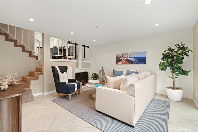 view of tiled living room