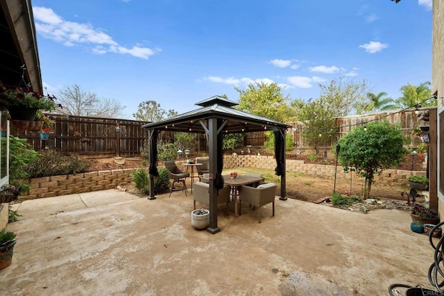 view of patio / terrace featuring a gazebo