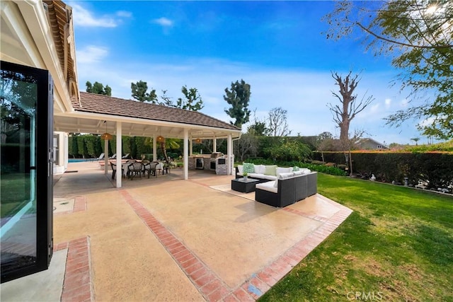view of patio with an outdoor living space
