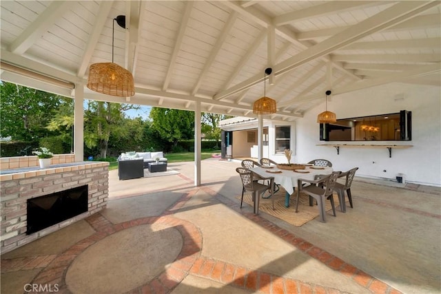 view of patio featuring an outdoor hangout area and outdoor dining space