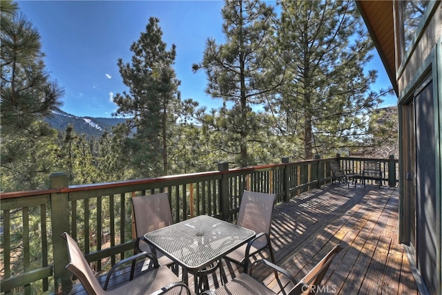 deck featuring a mountain view