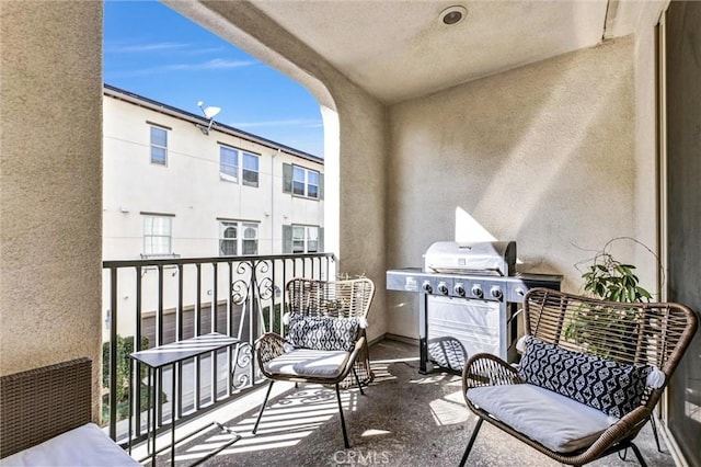 balcony featuring area for grilling