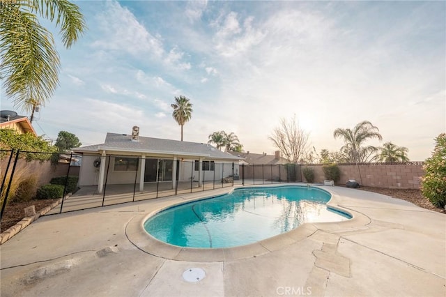 view of swimming pool with a patio area