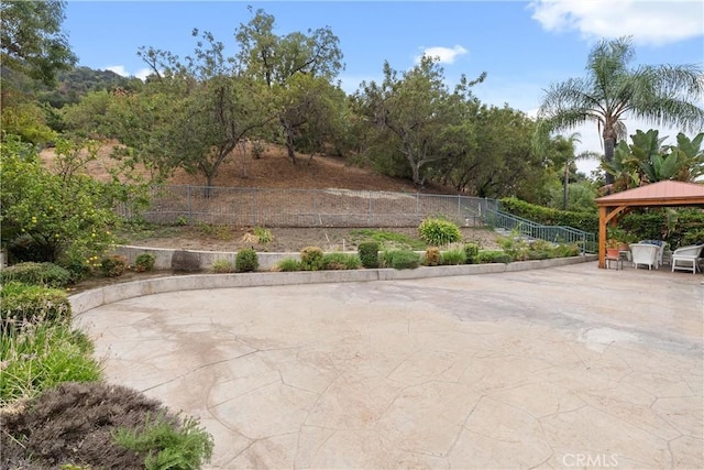 view of patio featuring a gazebo