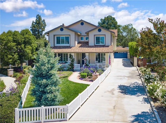 traditional-style home with fence and a porch