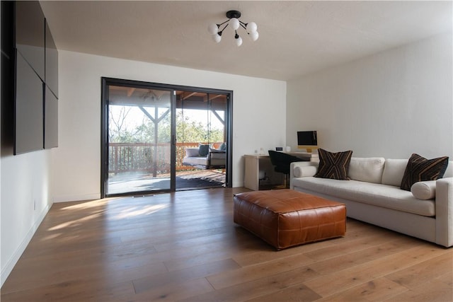 living room with light hardwood / wood-style floors