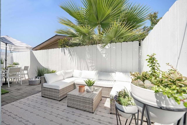 view of patio / terrace with an outdoor living space