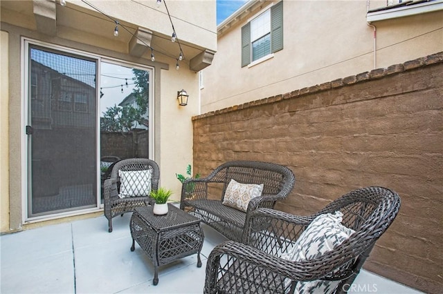 view of patio featuring an outdoor hangout area