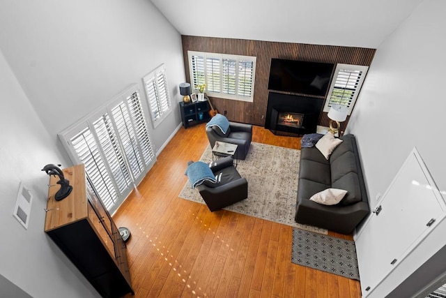 living room with a healthy amount of sunlight and light wood-type flooring