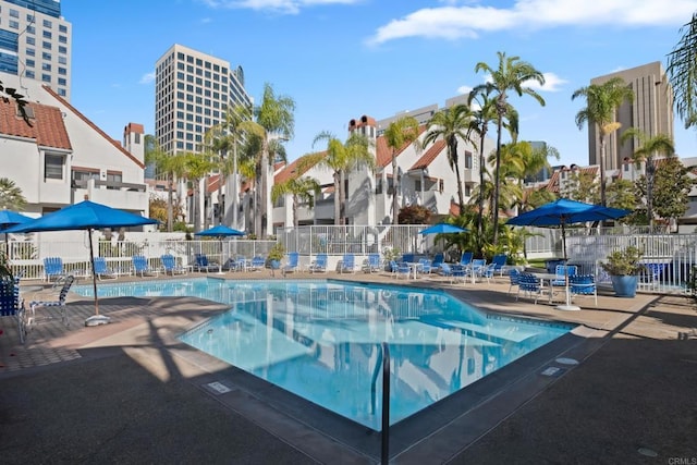 view of pool with a patio