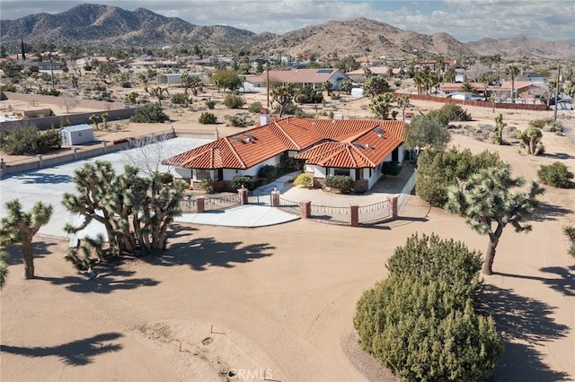 drone / aerial view with a mountain view