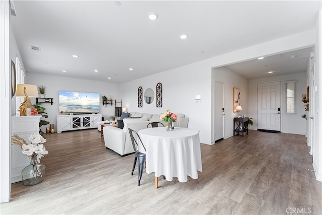 living room with hardwood / wood-style flooring