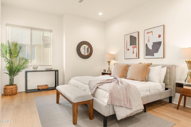 bedroom featuring light wood-type flooring