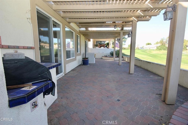 view of patio / terrace featuring a pergola