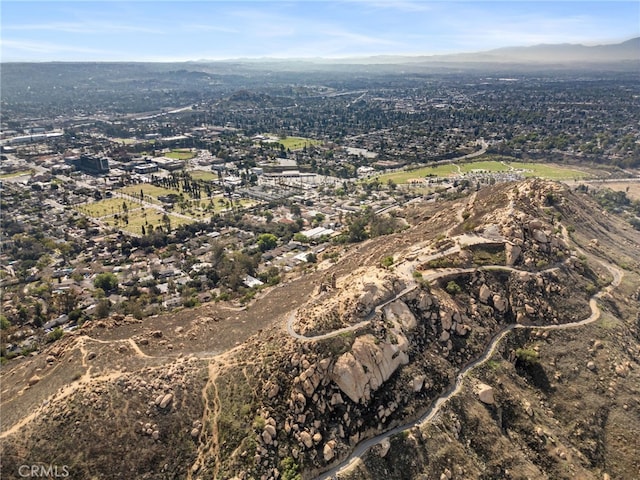 drone / aerial view with a mountain view