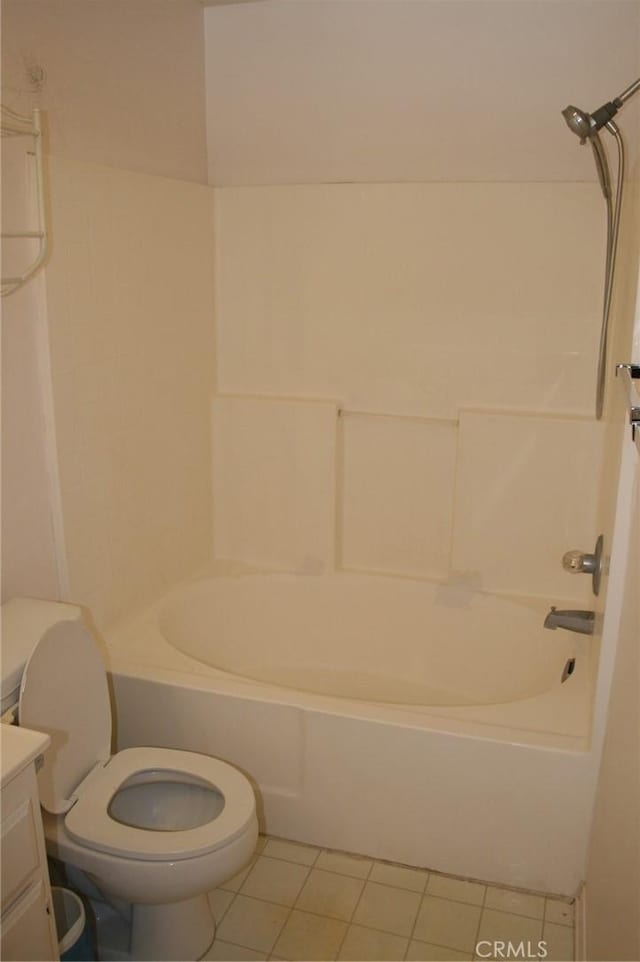 full bathroom with tile patterned flooring, vanity, toilet, and shower / bathing tub combination