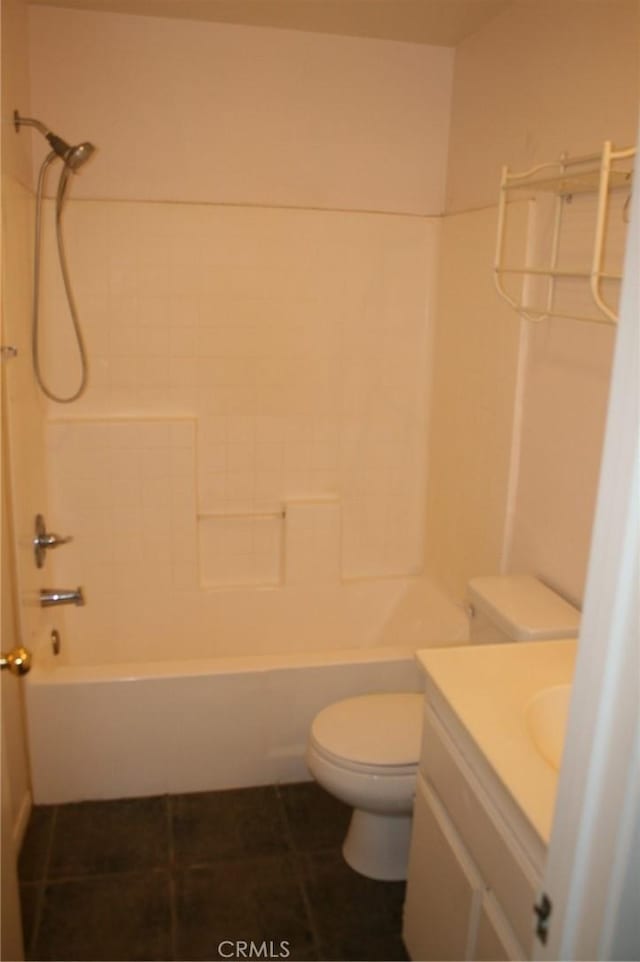 full bathroom with tile patterned floors, vanity, toilet, and tub / shower combination