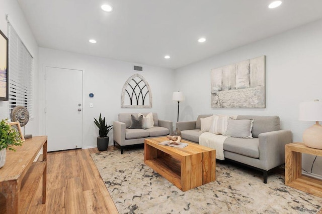 living room featuring light hardwood / wood-style floors