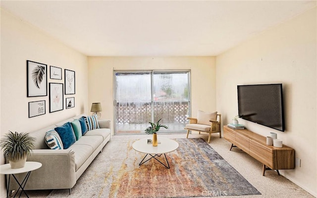 living area with carpet