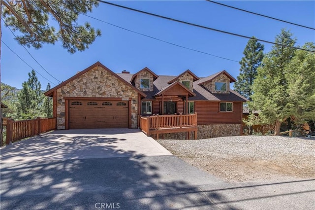 view of front of property with a garage