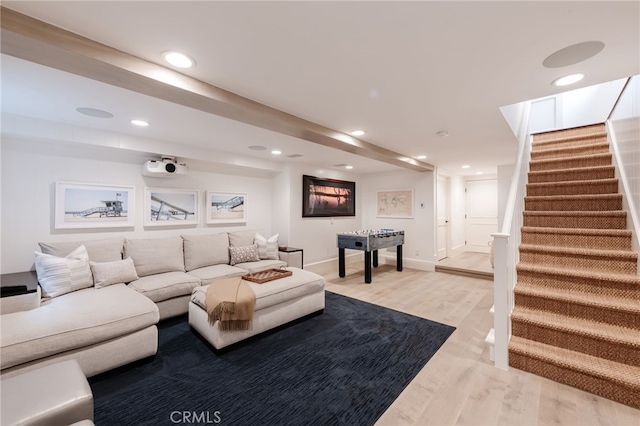 living room with light wood-type flooring